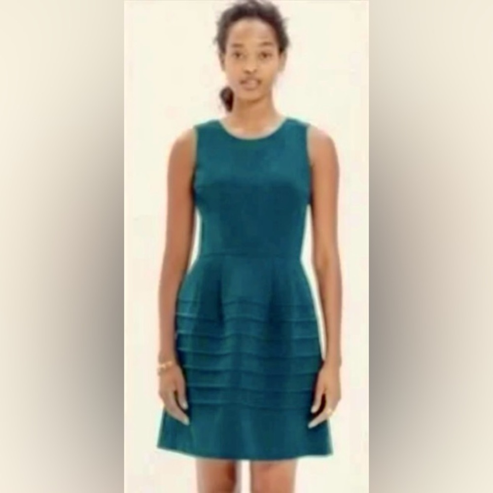Madewell Sleeveless Midnight Hunter Green Mini Dress Pintucked A-line Skirt ZP1